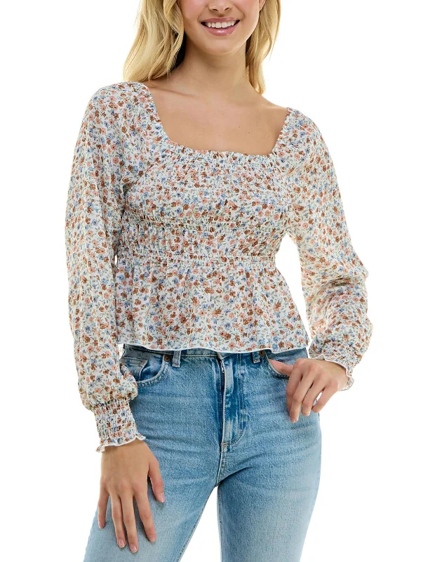 Juniors Womens Floral Ruffled Off The Shoulder Flash Sale Now