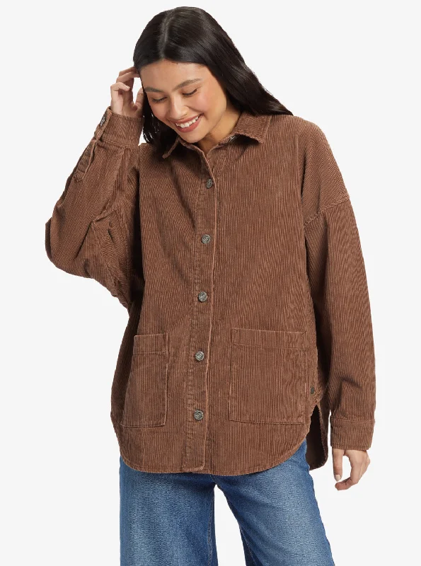 Kick Back Washed Corduroy Long Sleeve Overshirt - Sorrel Horse Classic Timeless Elegant Style