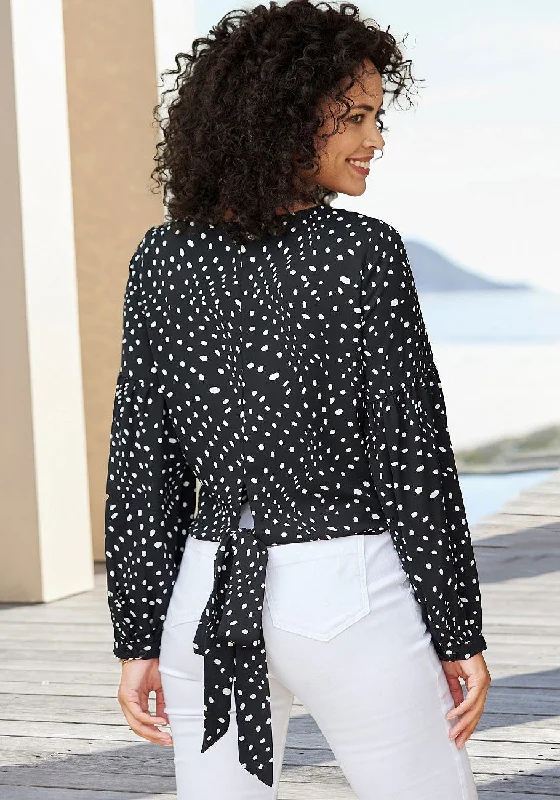 LASCANA Women's Dot Print Long Sleeve Blouse Best Seller