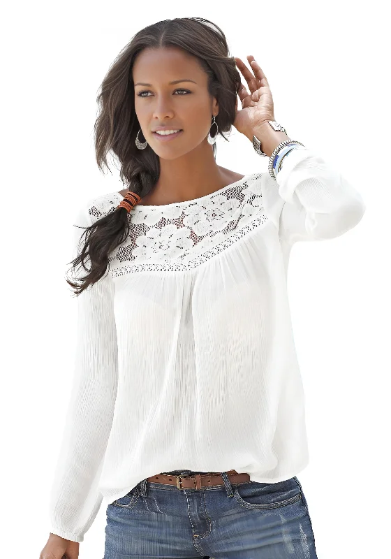 LASCANA Women's Floral Lace Insert Blouse New In This Season