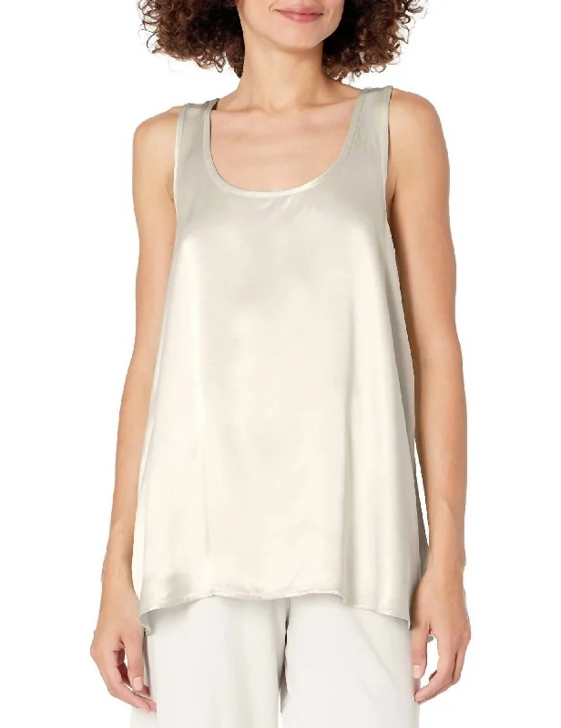 Laura Satin Racerback Tank In Eggnog Trendy Aesthetics