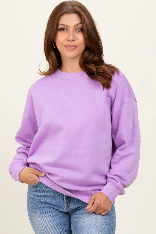 Lavender Fleece Crew Neck Relaxed Fit Sweatshirt Special Offer