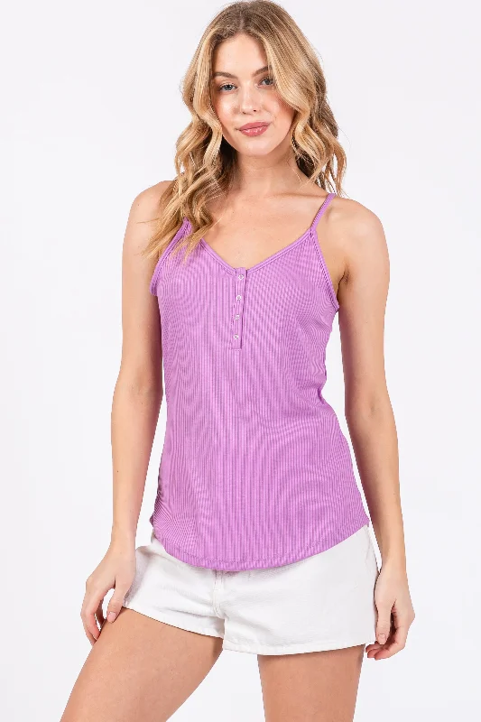 Lavender Ribbed Snap Button Cami Limited Quantities