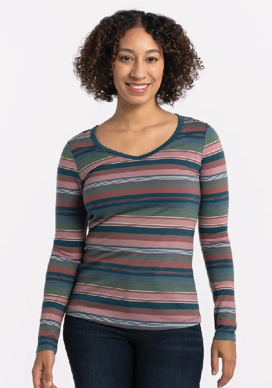 Layla V Neck Top - Adirondack 2.0 Stripe All Season Basics Discount