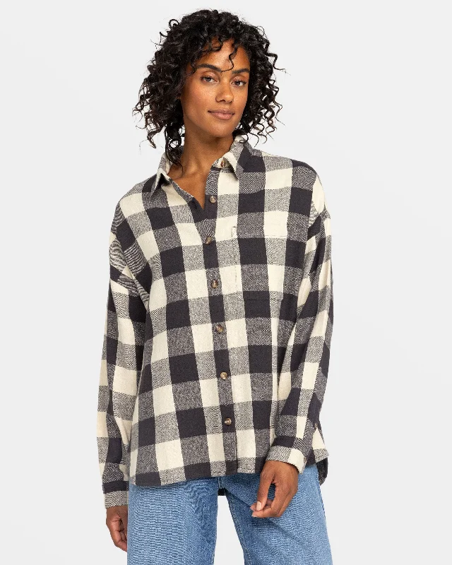 Lets Get Away Long Sleeve Shirt - Phantom Be Bold Plaid Fashion Forward