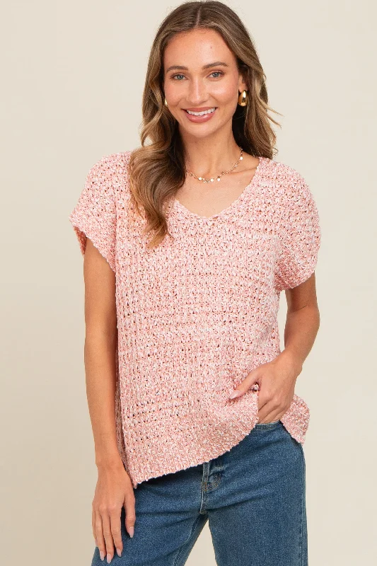 Light Pink V-Neck Sweater Top Flash Deals