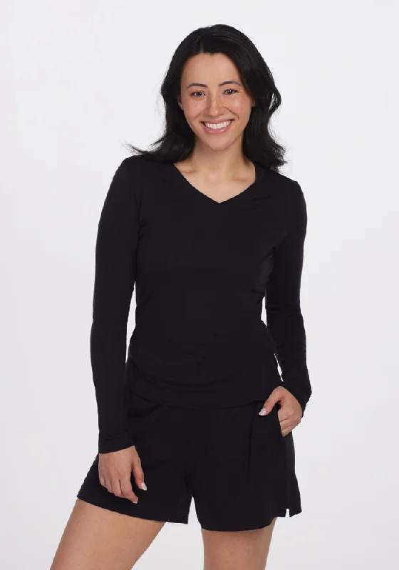 Lily V Neck Lounge Top - Black Stylish Looks