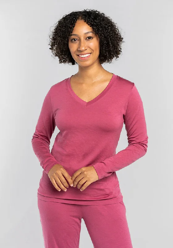 Lily V Neck Lounge Top - Red Violet New Season Fashion Preview