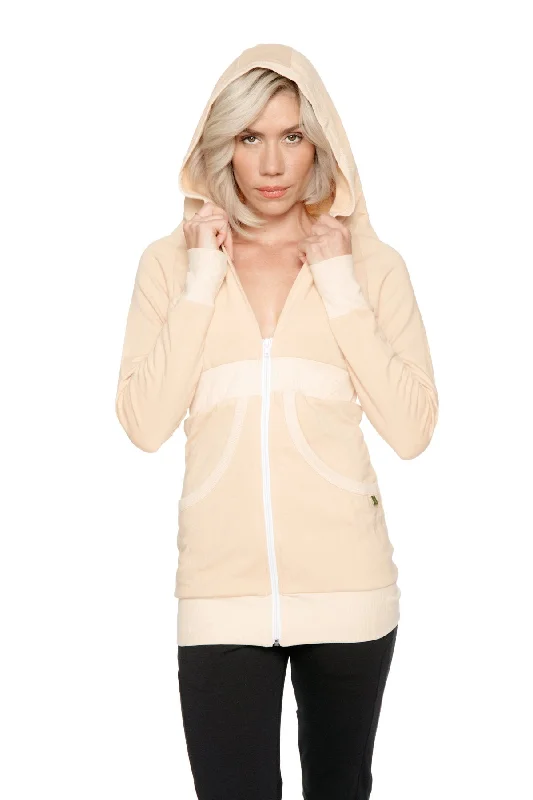 Zip-up Long Body Travel Hoodie Jacket (Sand Beige) Limited Time Offer