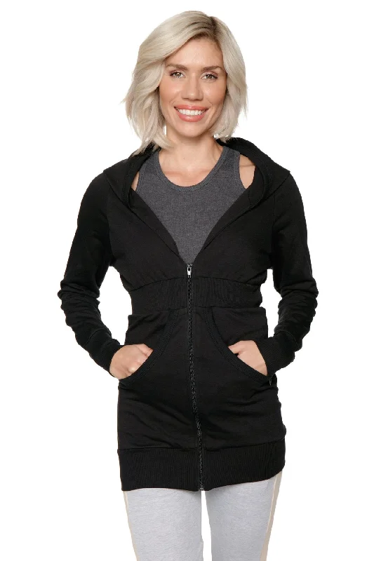 Zip-up Long Body Travel-ready Hoodie (Black) Special Occasion Wear