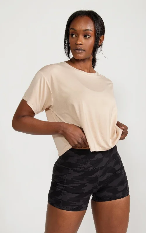 Loose-fit Crop Top in Tan Premium Fashion