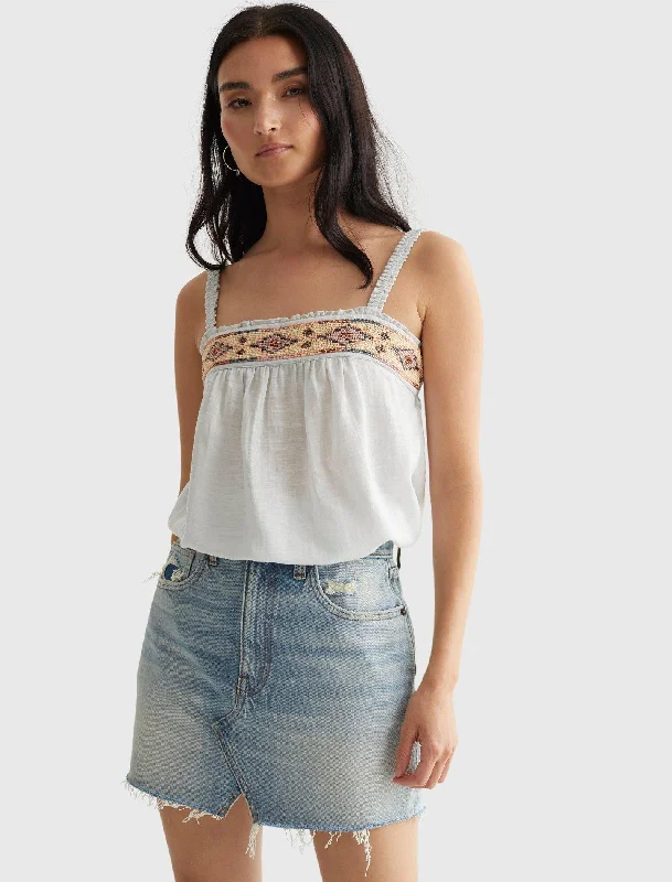 Lucky Brand Womens Limited Edition Beaded Square Neck Cami Ride The Style Wave