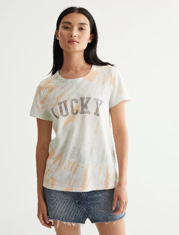 Lucky Brand Womens Lucky Font Classic Tee Season Appropriate Women's Collection