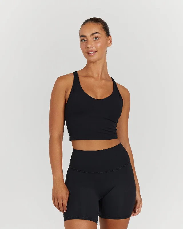 LUXE BROOKE CROP TOP - BLACK The Good Stuff