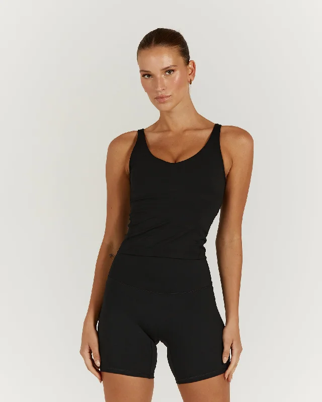 LUXE BROOKE LONGLINE TOP - BLACK Seasonal Trends