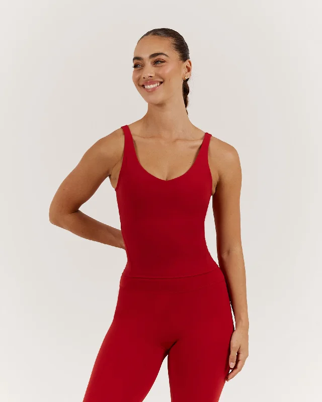 LUXE BROOKE LONGLINE TOP - CHERRY Trendy Women's Wear Collection