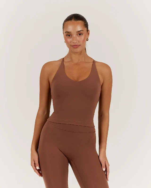 LUXE KELSEY TOP - TOFFEE Graceful Movement