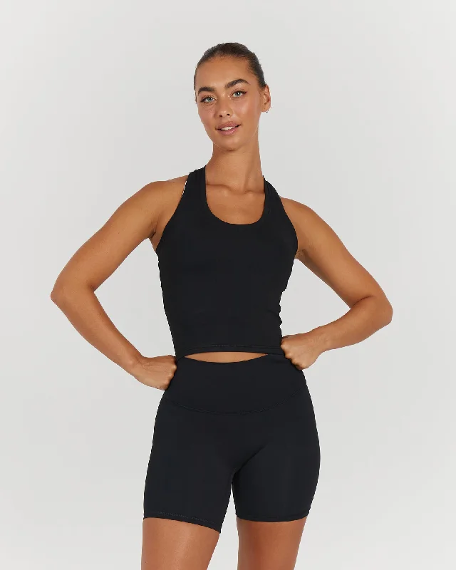 LUXE MIDRIFF TANK - BLACK Flash Sales