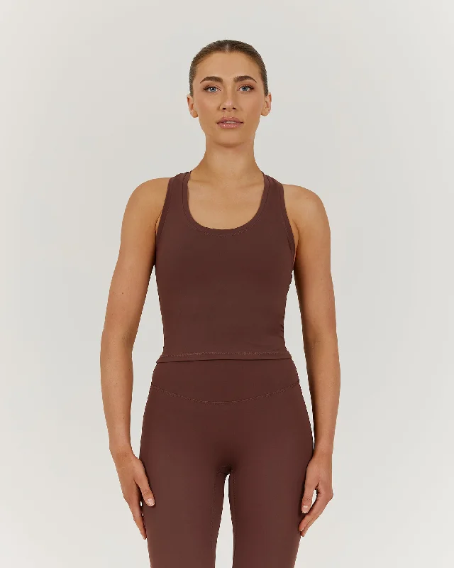 LUXE MIDRIFF TANK - COCOA Save Big