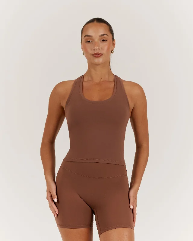 LUXE MIDRIFF TANK - TOFFEE Luxury Comfort