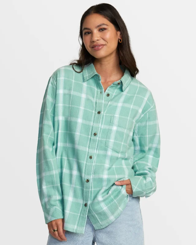 Mable Flannel Long Sleeve Shirt - Green Haze Versatile Outfits