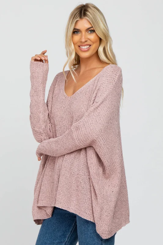 Mauve Speckled Oversized Sweater Stylish Savings