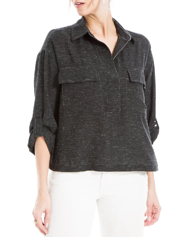 Max Studio 3/4-Sleeve Linen-Blend Top Seasonal Fashion