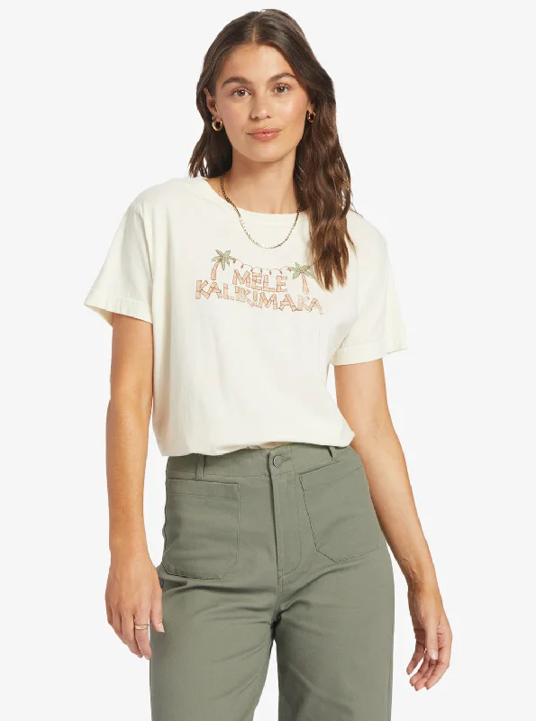 Mele Tiki Boyfriend T-Shirt - Egret Spring Wardrobe