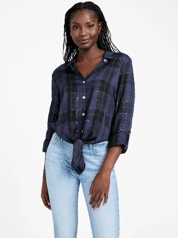 wishful night navy plaid