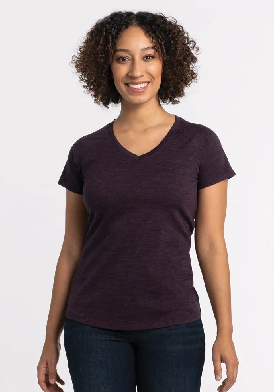 Mia V Neck - Deep Plum Holiday Glam