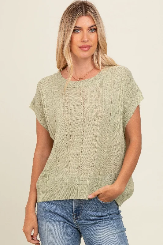 Mint Green Knit Short Sleeve Sweater Top Daily Essentials