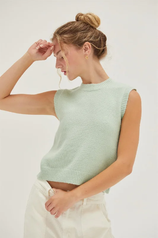 Mint Sleeveless Cropped Sweater Top Versatile Wardrobe Essentials