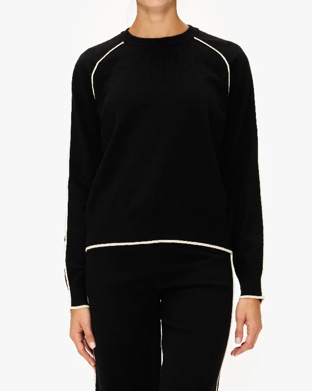 Monrow Light Soft Knit Sweater With Contrast Piping Hot Trends