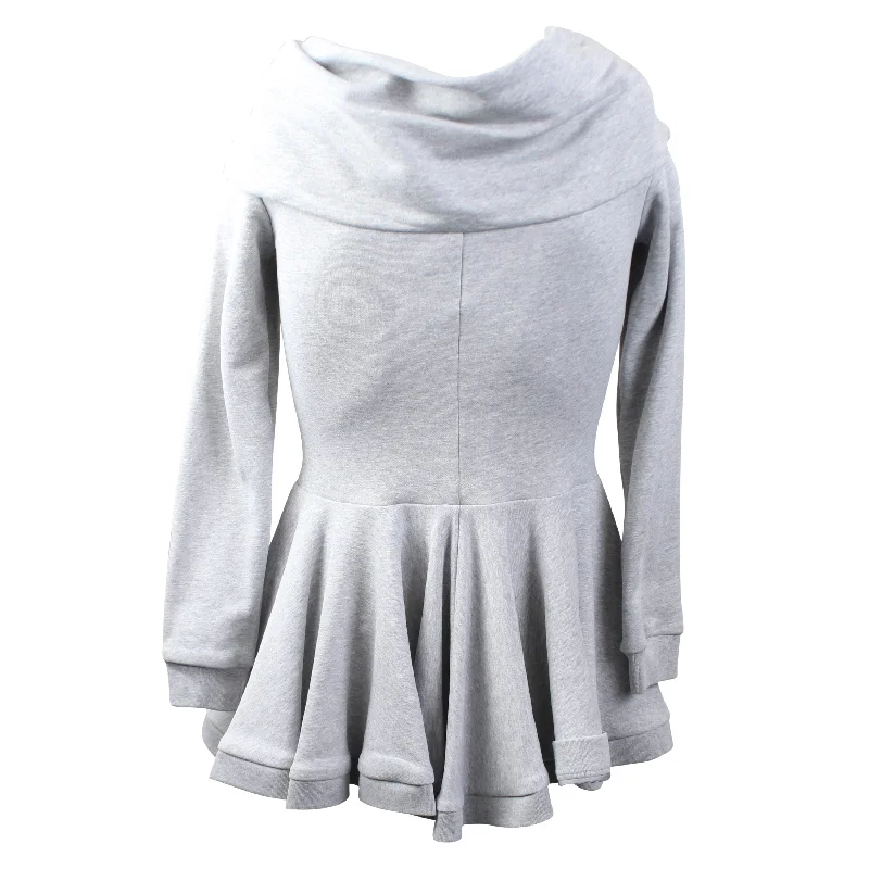 Moschino Couture Zip Up Flared Mini Sweatshirt Dress - Gray Classic Timeless Elegant Style