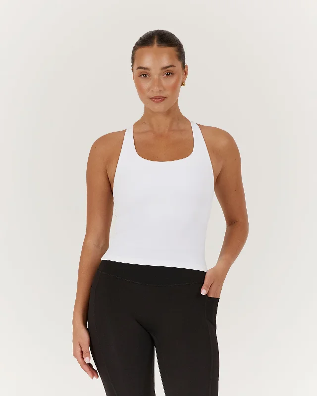 MOTION RACER BACK TOP - WHITE Budget Friendly