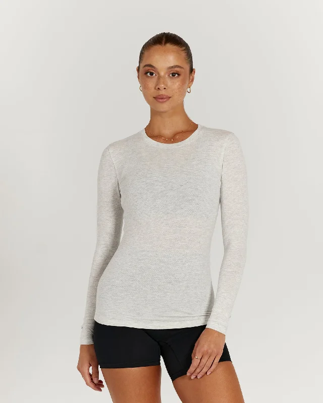 MYLA FITTED LONG SLEEVE - SNOW GREY Casual Chic