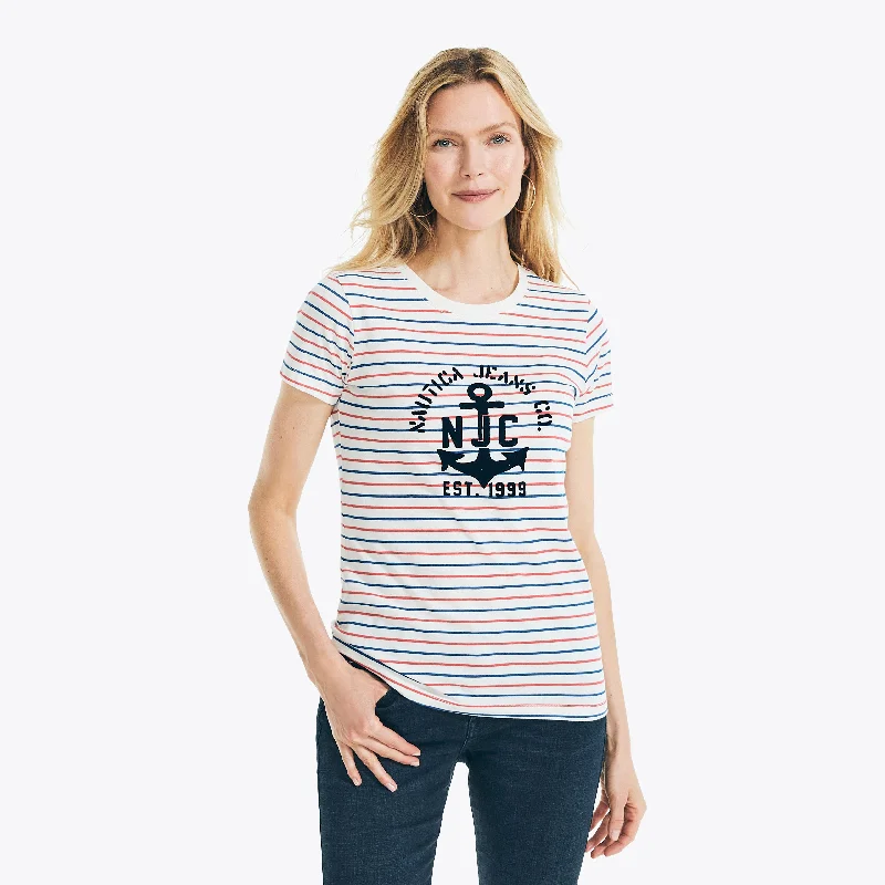 Nautica Womens Nautica Jeans Co. Striped T-Shirt Versatile Wardrobe Essentials