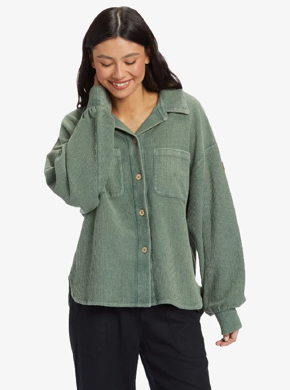 Off Duty Knit Shacket Overshirt - Agave Green Stylish Statements