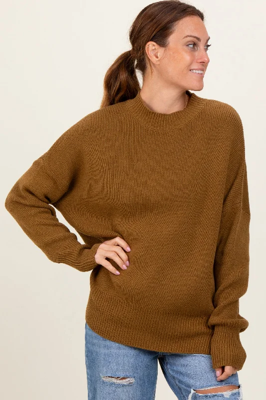 Olive Mock Neck Basic Sweater Limited Time Deal