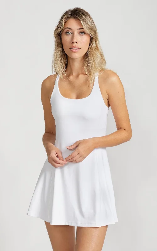 On The Go Dress in White Casual Chic