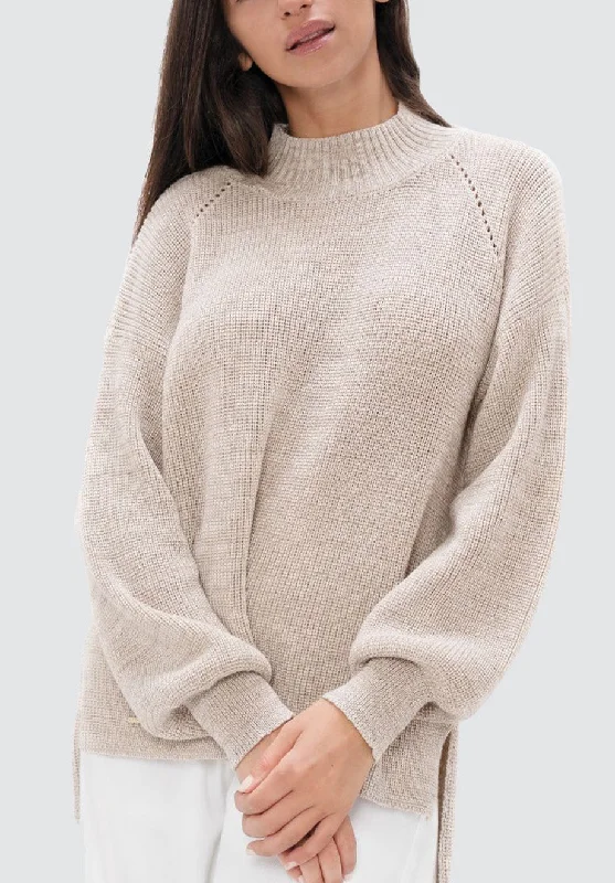 Ottawa Yow - High Neck Sweater | Sand Marl Elegant Clothing