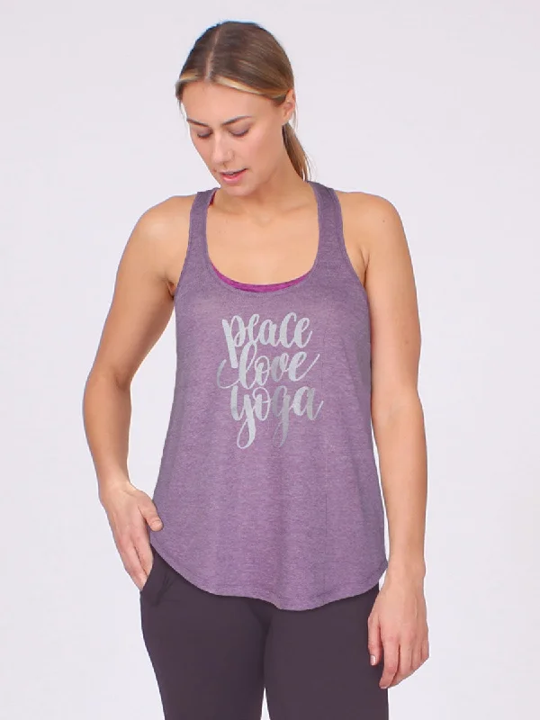 Peace Love Yoga Tank Orchid All Season Basics Discount