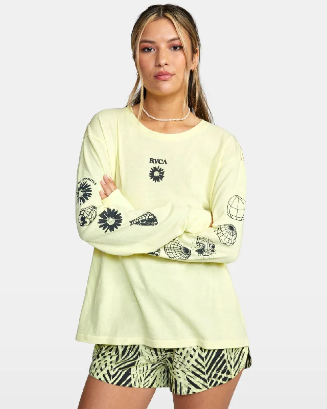 Pet Cactus Long Sleeve Tee - Dusty Yellow Versatile Wardrobe Essentials