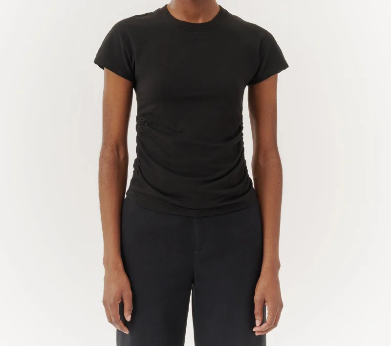 Pima Cotton Crew Neck Ruched Tee Best Sellers