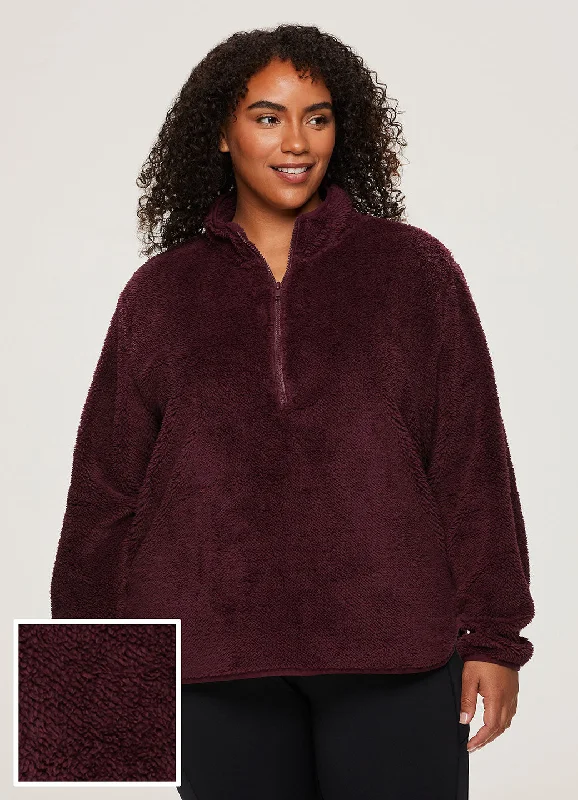 Plus Dylan 1/4 Zip Sherpa Pullover Trendy Clothing Sale