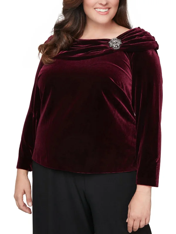 Plus Womens Velvet Ruched Blouse Fashionista Favorites