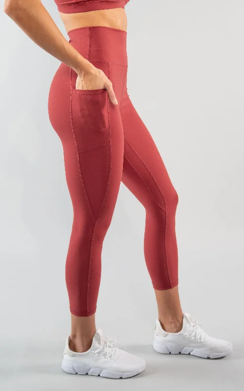 Bliss Legging 23" With Pockets in Red Dahlia Trend Setting Threads