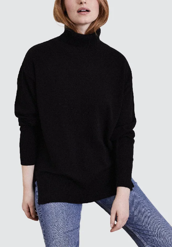 Polo Neck Cashmere Sweater | Black Now On Sale For Chic Urban Styles