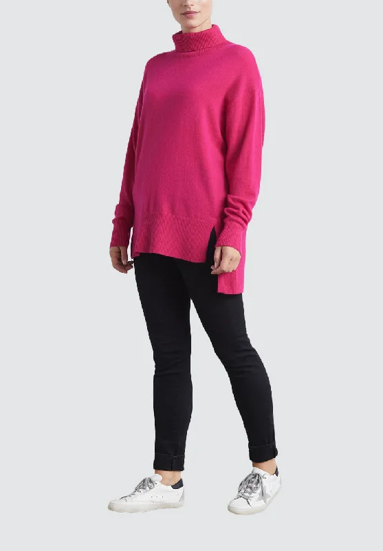 Polo Neck Cashmere Sweater | Cherry Tropical Island - Inspired Attire