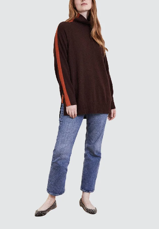 Polo Neck Cashmere Sweater | Chocolate/Orange Big Savings On Minimalist Office Styles